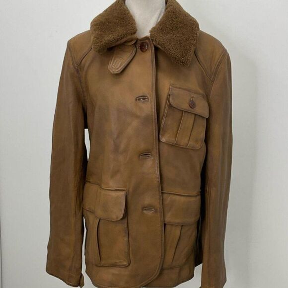 Ralph Lauren Exclusive Brown Lamb Leather Button-Down Jacket XL - Picture 6 of 6